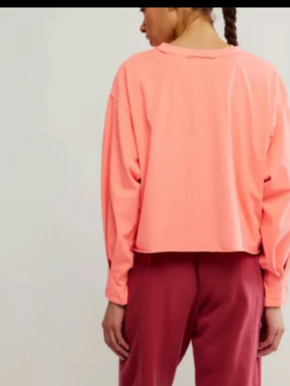 FREE PEOPLE FP MOVEMENT INSPIRE LAYER TOP TEE LONG SLEEVE CORAL PEACH $50 L - Picture 4 of 13